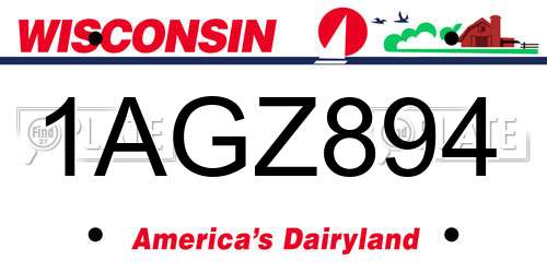1AGZ894 Wisconsin License Plate