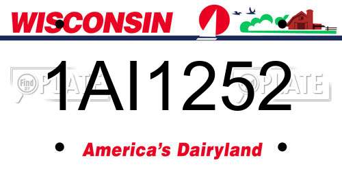 1AI1252 Wisconsin License Plate