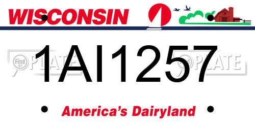 1AI1257 Wisconsin License Plate