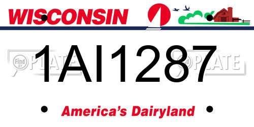 1AI1287 Wisconsin License Plate