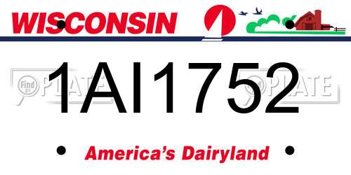 1AI1752 Wisconsin License Plate
