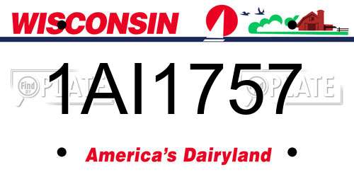 1AI1757 Wisconsin License Plate