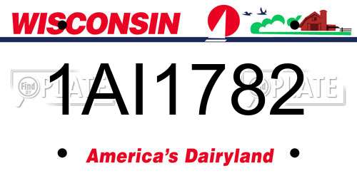 1AI1782 Wisconsin License Plate