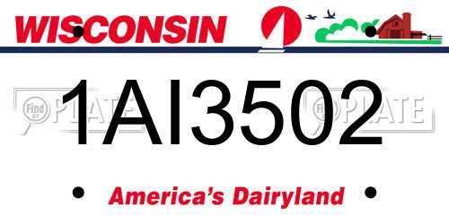 1AI3502 Wisconsin License Plate