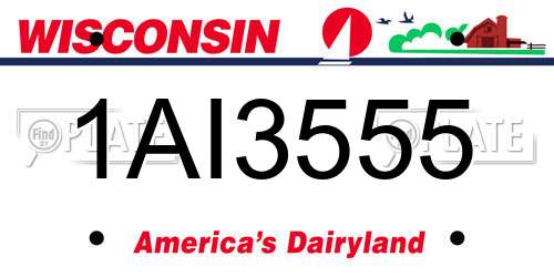 1AI3555 Wisconsin License Plate