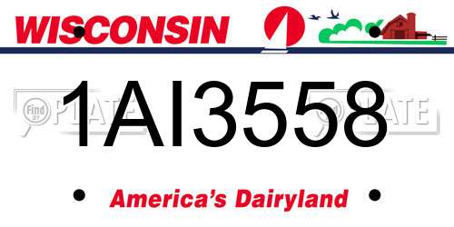1AI3558 Wisconsin License Plate