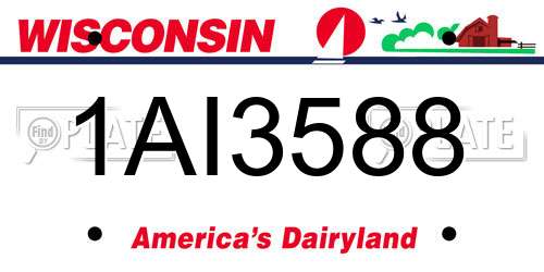 1AI3588 Wisconsin License Plate