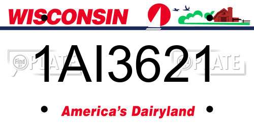 1AI3621 Wisconsin License Plate