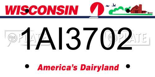 1AI3702 Wisconsin License Plate
