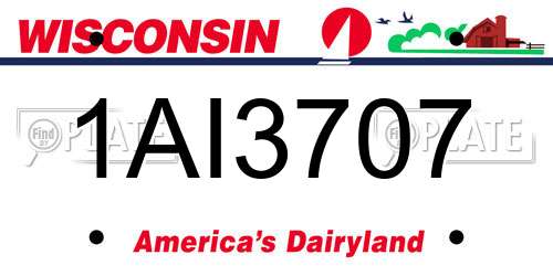 1AI3707 Wisconsin License Plate