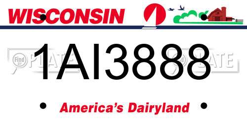 1AI3888 Wisconsin License Plate