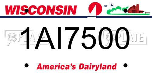 1AI7500 Wisconsin License Plate