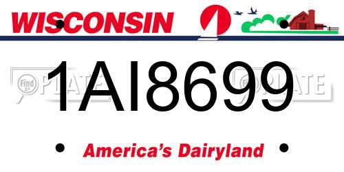 1AI8699 Wisconsin License Plate