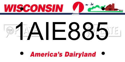 1AIE885 Wisconsin License Plate