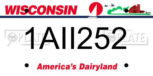 1AII252 Wisconsin License Plate