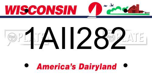 1AII282 Wisconsin License Plate