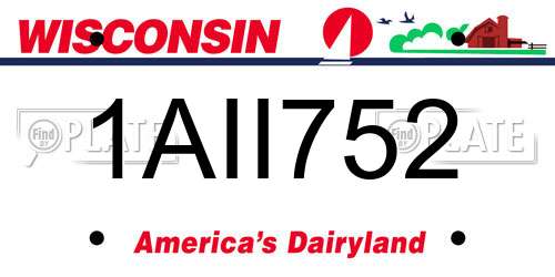 1AII752 Wisconsin License Plate