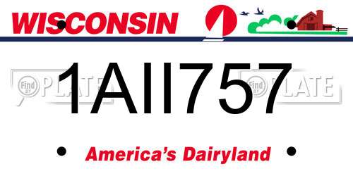 1AII757 Wisconsin License Plate