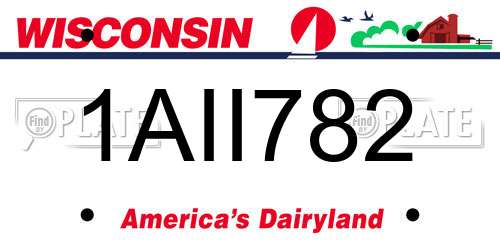 1AII782 Wisconsin License Plate