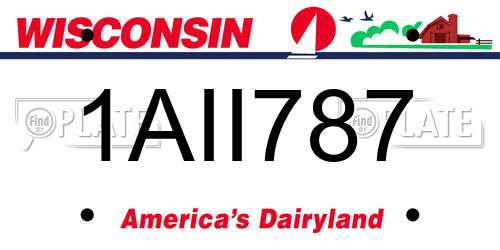 1AII787 Wisconsin License Plate