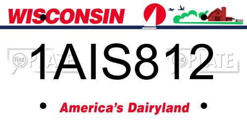 1AIS812 Wisconsin License Plate