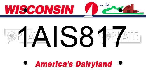 1AIS817 Wisconsin License Plate