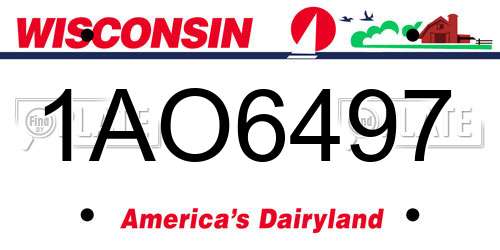 1AO6497 Wisconsin License Plate