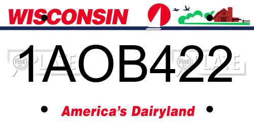 1AOB422 Wisconsin License Plate