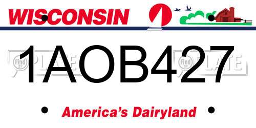 1AOB427 Wisconsin License Plate