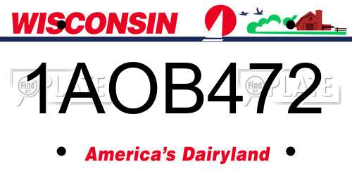 1AOB472 Wisconsin License Plate
