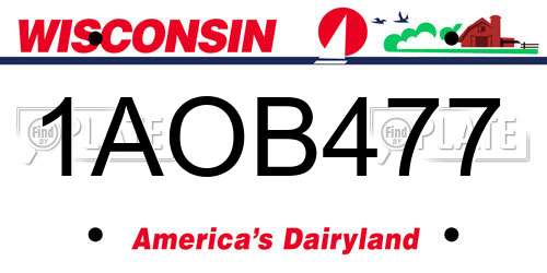1AOB477 Wisconsin License Plate