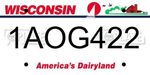 1AOG422 Wisconsin License Plate