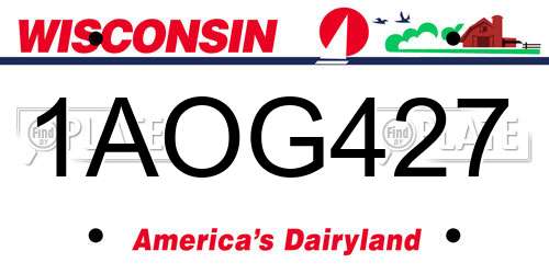 1AOG427 Wisconsin License Plate