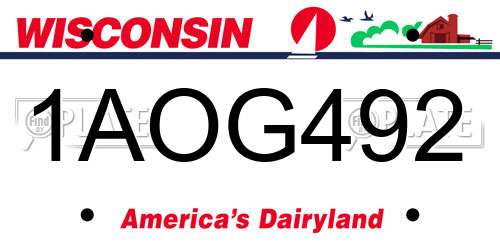 1AOG492 Wisconsin License Plate