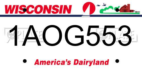 1AOG553 Wisconsin License Plate