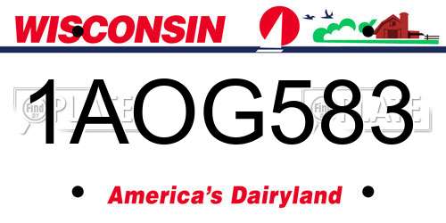 1AOG583 Wisconsin License Plate