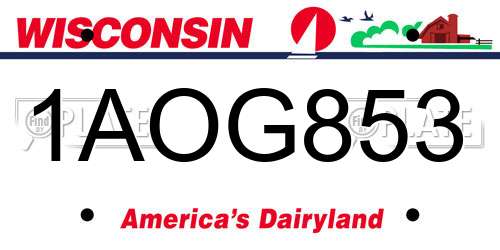 1AOG853 Wisconsin License Plate