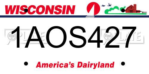 1AOS427 Wisconsin License Plate