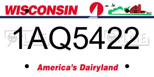 1AQ5422 Wisconsin License Plate
