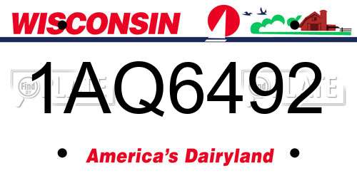 1AQ6492 Wisconsin License Plate