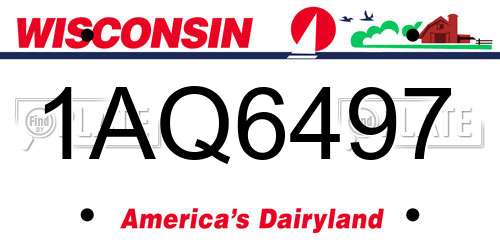 1AQ6497 Wisconsin License Plate