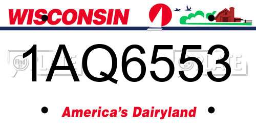 1AQ6553 Wisconsin License Plate