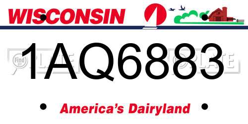1AQ6883 Wisconsin License Plate