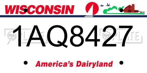 1AQ8427 Wisconsin License Plate