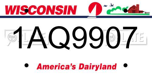 1AQ9907 Wisconsin License Plate