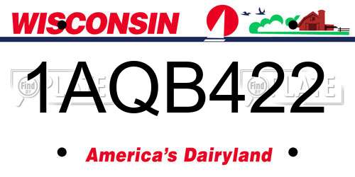 1AQB422 Wisconsin License Plate