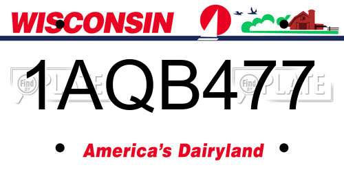 1AQB477 Wisconsin License Plate