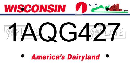1AQG427 Wisconsin License Plate