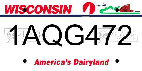 1AQG472 Wisconsin License Plate