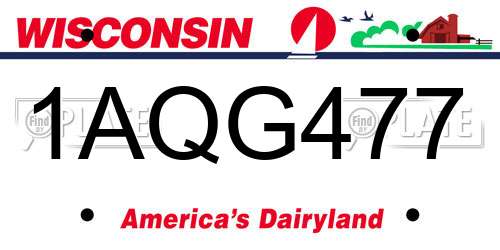 1AQG477 Wisconsin License Plate